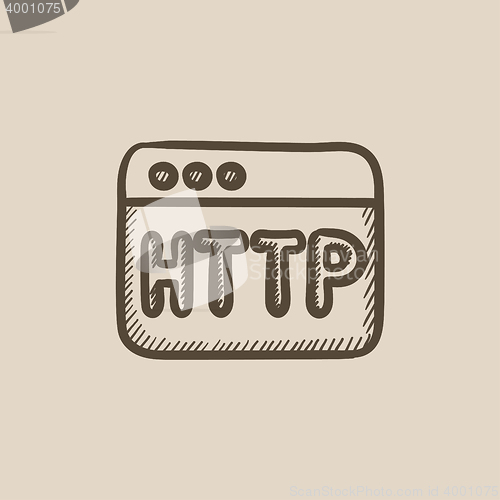 Image of Browser window with http text sketch icon.