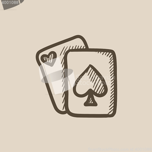 Image of Playing cards sketch icon.