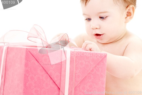 Image of baby boy with gift box #2