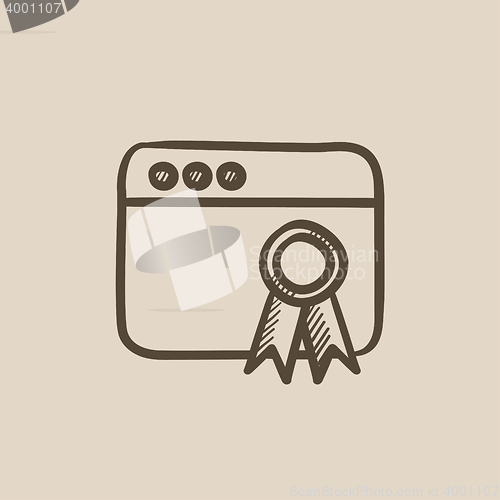 Image of Browser window with winners rosette sketch icon.