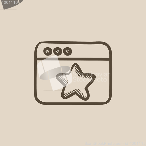 Image of Browser window with star sign sketch icon.