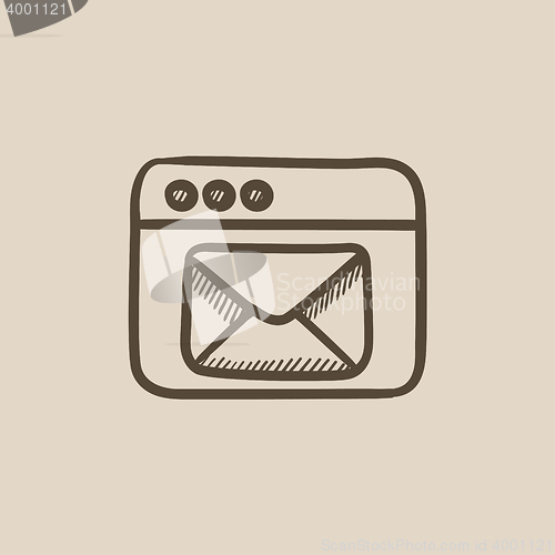 Image of Browser window with electronic mail sketch icon.