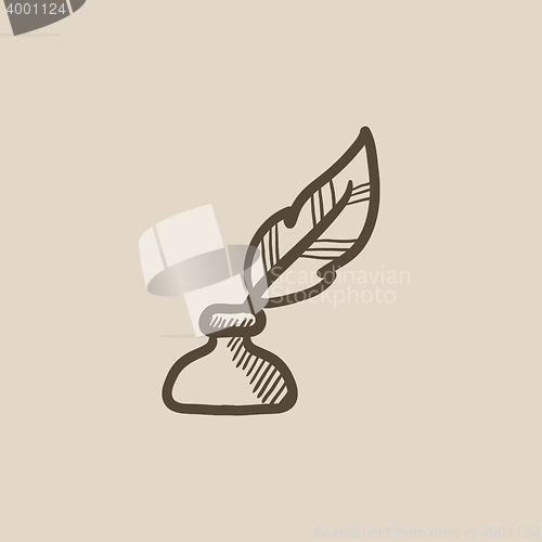 Image of Feather in inkwell sketch icon.