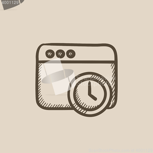Image of Browser window with clock sign sketch icon.