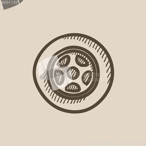 Image of Car wheel sketch icon.