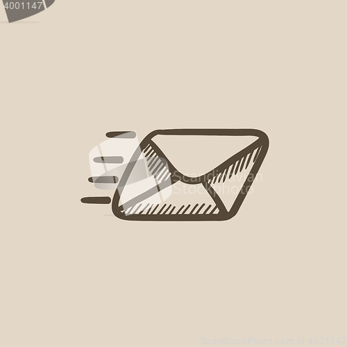 Image of Flying email sketch icon.