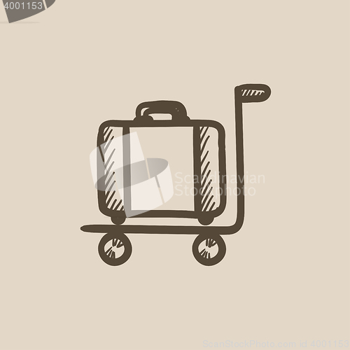 Image of Luggage on trolley sketch icon.