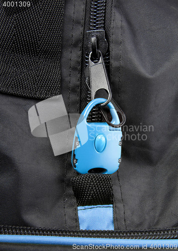 Image of Blue lock on bag