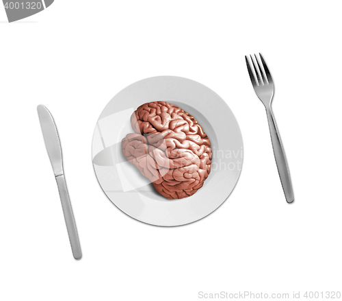 Image of human brain on plate