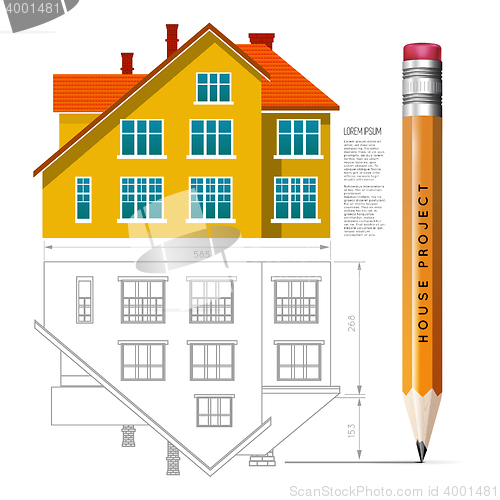 Image of House icon and drawing with a pencil