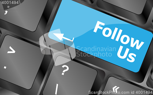 Image of Social media concept: Keyboard with Follow Us button. Keyboard keys icon button vector. Keyboard Icon, Keyboard Icon Vector, Keyboard Icon Art, Keyboard Icon App