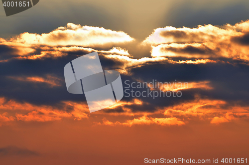 Image of Sunrise over the lake early in the morning with beautiful clouds