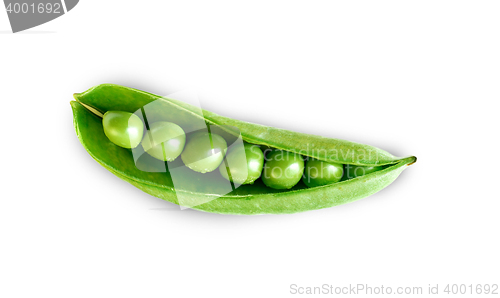 Image of fresh green peas isolated on a white background.