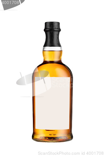 Image of Full whiskey bottle isolated on white background