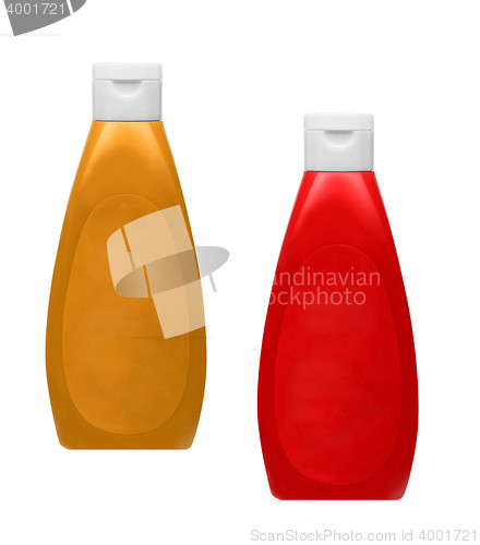 Image of plastic ketchup and mustard bottles