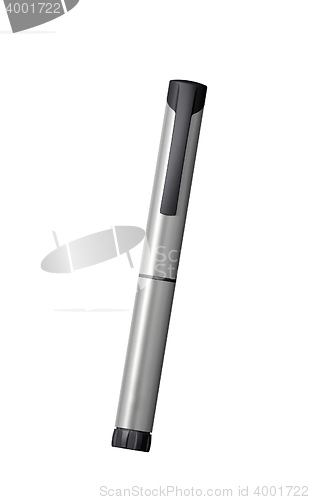 Image of Silver Ball point pen isolated on white background.