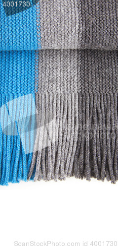 Image of Close-up of striped woolen scarf