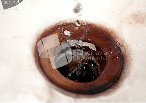 Image of Waterdrops falling into vintage sink