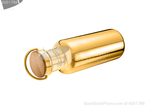 Image of golden bottles isolated over white background