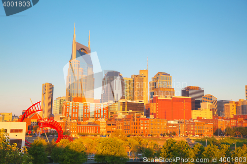 Image of Downtown Nashville cityscape in the morning