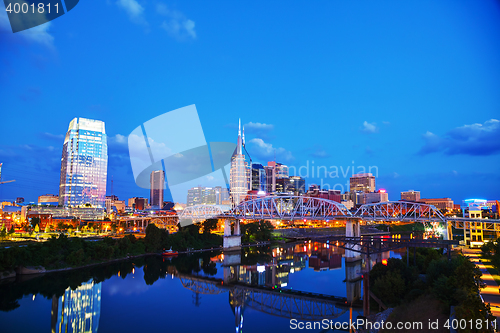 Image of Downtown Nashville cityscape at night