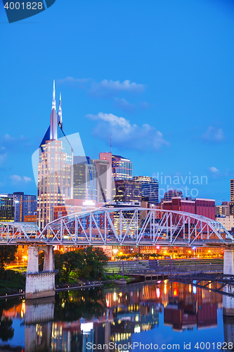 Image of Downtown Nashville cityscape at night