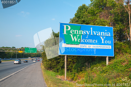Image of Pennsylvania Welcomes You road sign