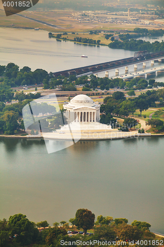 Image of Thomas Jefferson Memorial aerial view in Washington, DC