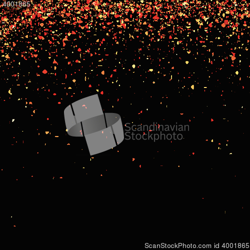 Image of Red Confetti Isolated on Black Background