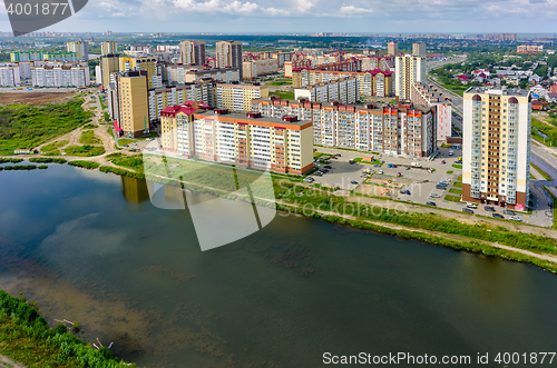 Image of Bird eye view on Tura neighborhood. Tyumen. Russia