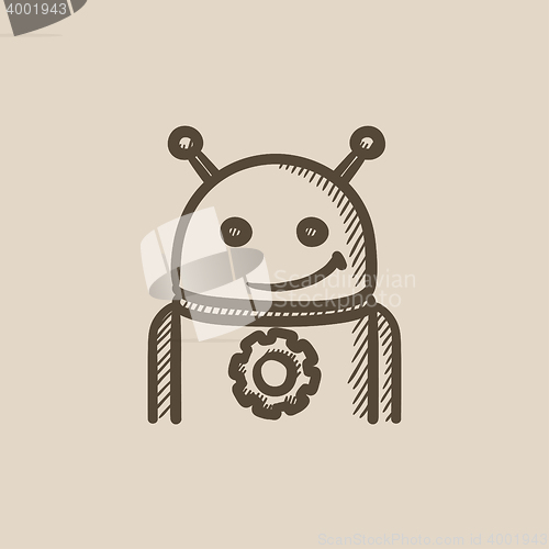 Image of Robot with gear sketch icon.