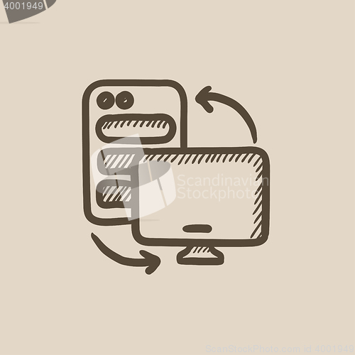 Image of Personal computer set sketch icon.