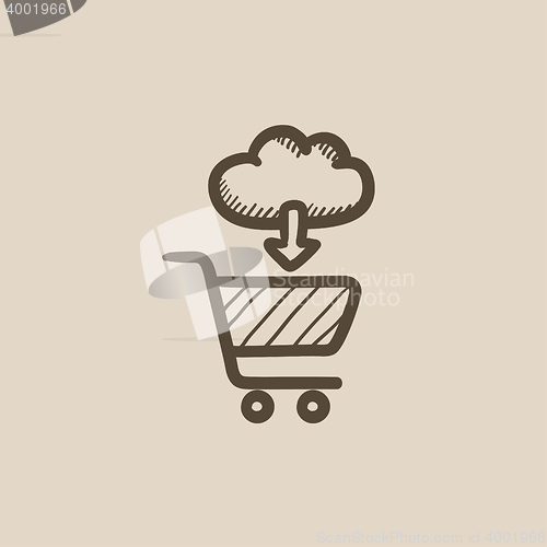 Image of Online shopping sketch icon.