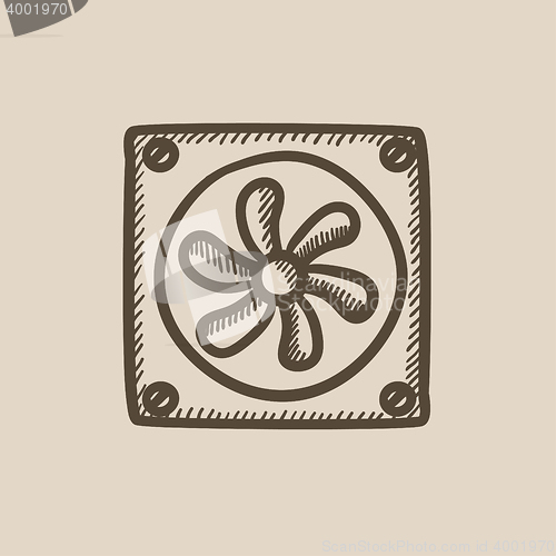 Image of Computer cooler sketch icon.