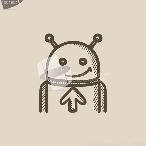 Image of Robot with arrow up sketch icon.