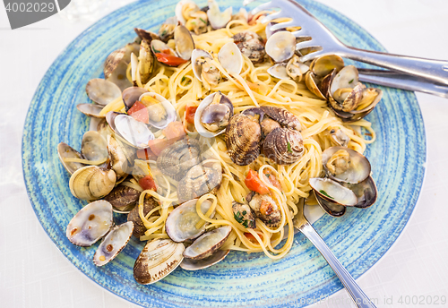 Image of Real Spaghetti alle vongole in Naples, Italy