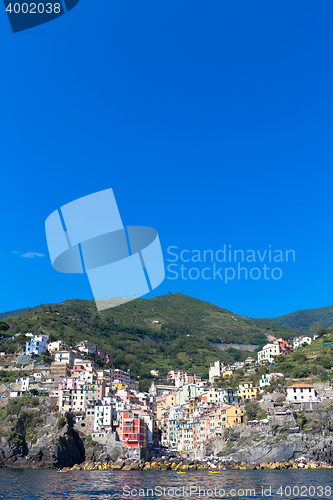 Image of Riomaggiore in Cinque Terre, Italy - Summer 2016 - view from the