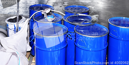 Image of Drums of chemical production in the storage of waste