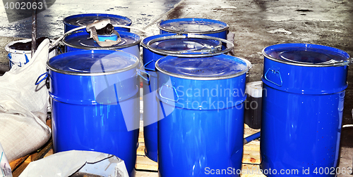 Image of Drums of chemical production in the storage of waste