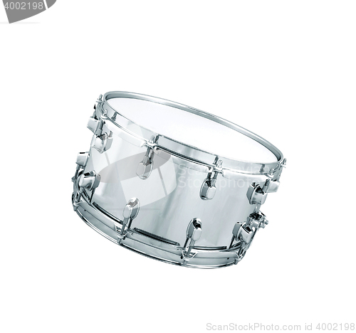 Image of Silver drum isolated on white