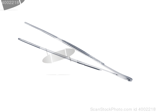 Image of metal eyebrow tweezers isolated on white