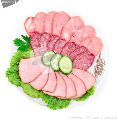 Image of various meat with pepper on dish