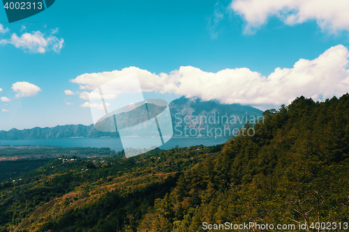 Image of View volcano Bali Batur and Agung mountainfrom Kintamani, Bali, Indone