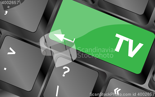 Image of computer keyboard keys with tv button. Keyboard keys icon button vector