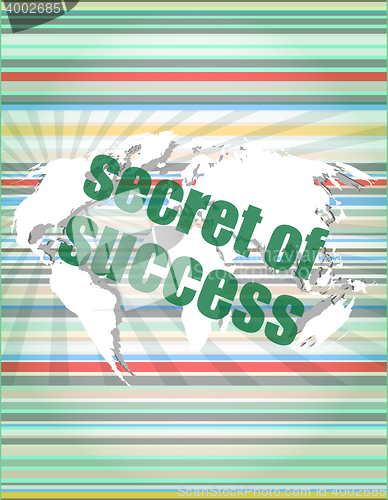 Image of secret of success text on digital touch screen interface vector quotation marks with thin line speech bubble. concept of citation, info, testimonials, notice, textbox. flat style trend design