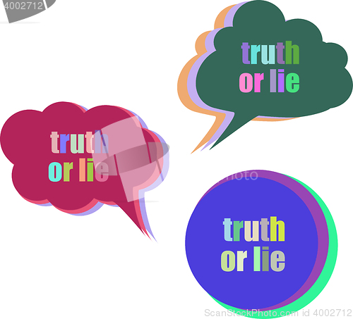 Image of truth or lie. Set of stickers, labels, tags. Template for infographics. Icon set. Icon flat. Vector illustration