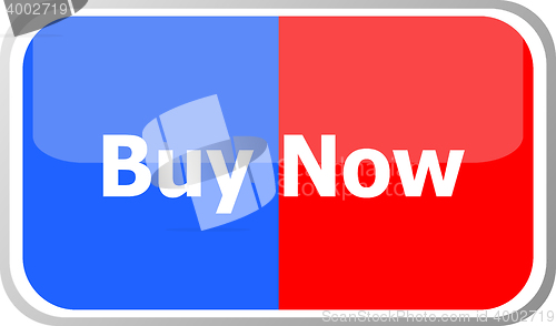 Image of buy now words on vector web button icon isolated on white. flat icon vector illustration.