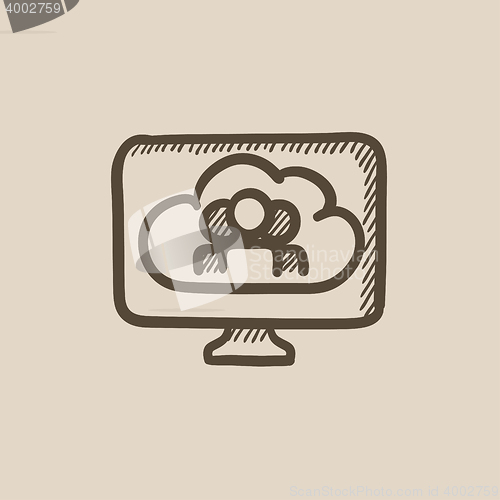 Image of Cloud computing sketch icon.