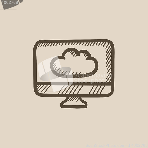 Image of Cloud computing sketch icon.