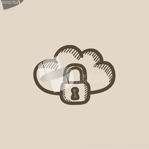 Image of Cloud computing security sketch icon.